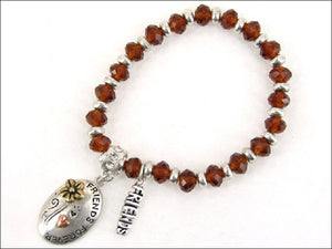 BROWN SILVER STRETCH BRACELET FRIENDS FOREVER ( 4053 3TB )