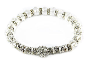 SILVER STRETCH BRACELET CLEAR STONES ( 6515 RHC )