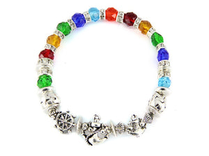 SILVER STRETCH BRACELET MULTI COLOR CRYSTALS ( 7170 ASMT )