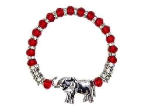 Red Crystal Beaded Elephant Stretch Bracelet ( 8312 ) - Ohmyjewelry.com