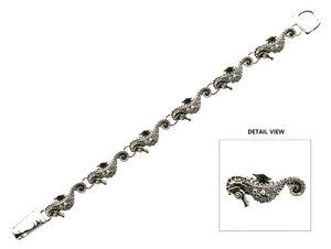 Silver Textured Seahorse Sea Life Theme Magnetic Bracelet ( 9040 )