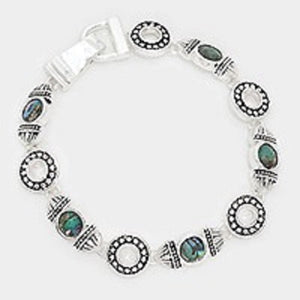 Silver Magnetic Bracelet with Abalone Shell ( 8065 )