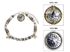 "BELIEVE" Block Letter and Pearl Beaded Bracelet ( 8272 ) - Ohmyjewelry.com