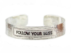 Silver "Follow Your Bliss" Message Metal Cuff