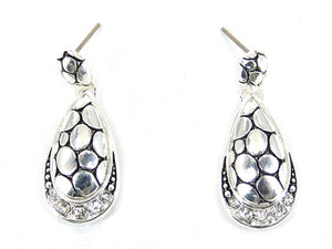 Silver Dangle Rhinestone Teardrop Hook Earrings ( 0591 )