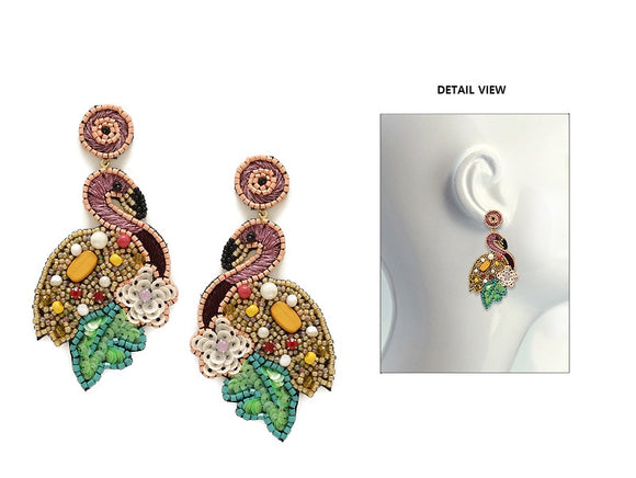 MULTI COLOR BIRD BEAD EARRINGS ( 3408 MIX )