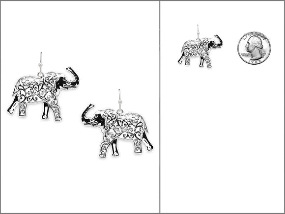 SILVER FILIGREE ELEPHANT EARRINGS ( 3926 AS )