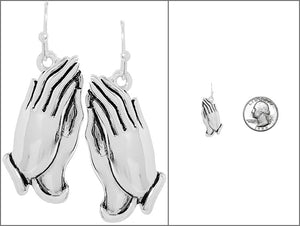 SILVER PRAYER HAND EARRINGS ( 4119 AS )