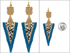 GOLD TURQUOISE BLACK WHITE BEAD EARRINGS ( 4472 TQMT )