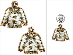 WHITE GOLD BEAD JACKET EARRINGS ( 4853 WTMT )