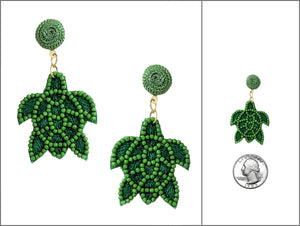 GREEN TURTULE BEAD EARRINGS ( 5534 GGR )