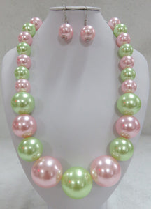 PINK GREEN PEARL NECKLACE  ( 602 PKGN )