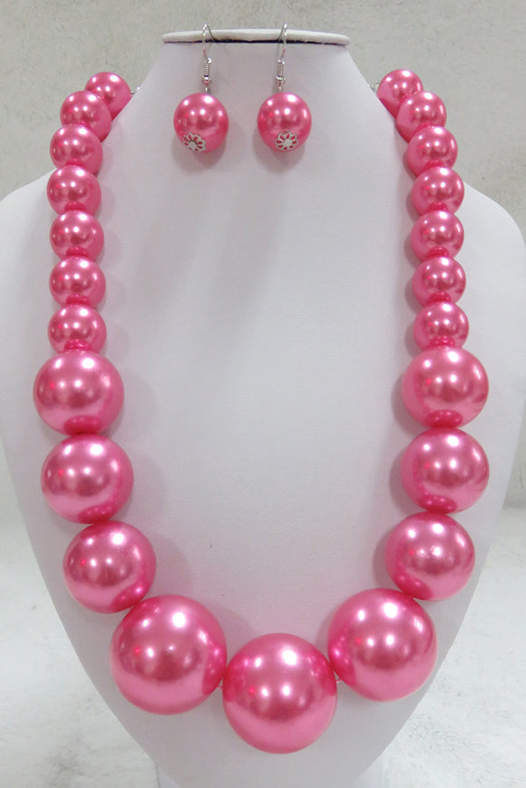 PINK PEARL NECKLACE SET ( 602 PK )