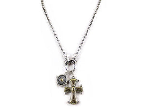 SILVER NECKLACE WITH DANGLING CROSS CHARM ( 0833 )
