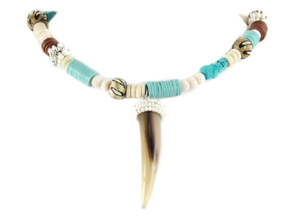 TURQUOISE WHITE NECKLACE ( 1045 ASTQ )