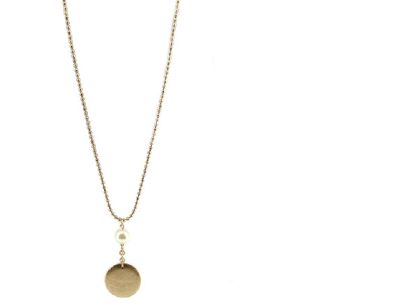 GOLD NECKLACE PENDANT PEARL ( 1198 WG )