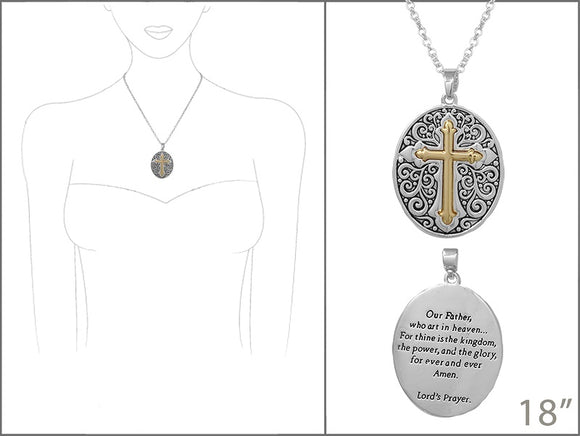 SILVER NECKLACE LORD'S PRAYER PENDANT ( 2633 AS )