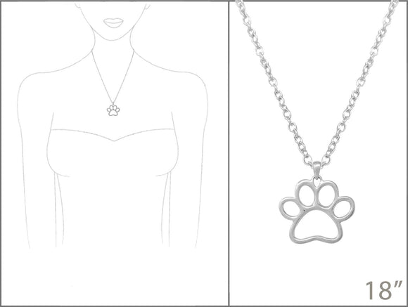SILVER PAW NECKLACE SET ( 2918 S )