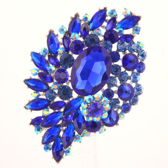 SILVER BROOCH WITH BLUE STONES ( 06399 BL )