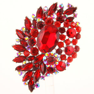 SILVER BROOCH WITH RED STONES ( 06399 RED )