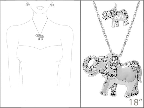 SILVER NECKLACE ELEPHANT PENDANT ( 6868 AS )