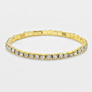 1 LINE GOLD CLEAR RHINESTONE STRETCH BRACELET ( 1053 ) - Ohmyjewelry.com