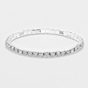 1 LINE SILVER CLEAR RHINESTONE STRETCH BRACELET ( 1053 SCL ) - Ohmyjewelry.com