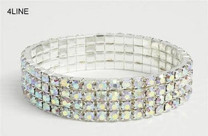 4 Line Silver AB Rhinestone Formal Stretch Bracelet ( 1058 SAB ) - Ohmyjewelry.com