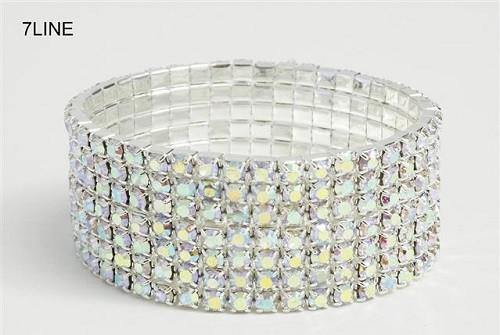 7 Line Silver AB Rhinestone Formal Stretch Bracelet ( 1059 ) - Ohmyjewelry.com