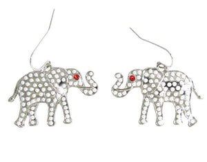 SILVER ELEPHANT EARRINGS WITH WHITE PEARLS ( 1359 )