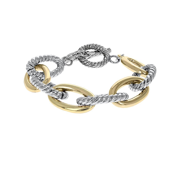 SILVER GOLD CHAIN LINK BRACELET ( 1099 SG ) - Ohmyjewelry.com