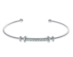 SILVER CUFF BANGLE WITH CLEAR STONES ( 1108 RH )