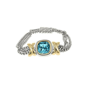 SILVER GOLD AQUA STONE MAGNETIC BRACELET ( 1148 AQ ) - Ohmyjewelry.com