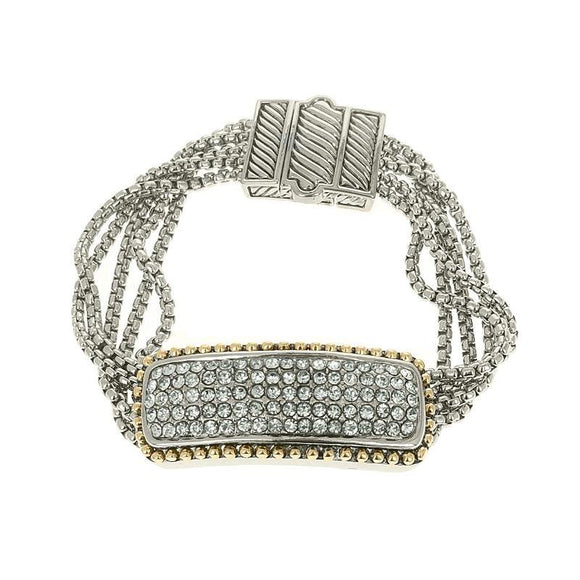 Magnetic Two Tone Bracelet with Pave BAR ( 1197 ) - Ohmyjewelry.com