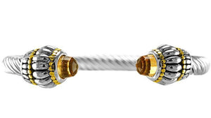 TWO TONED CUFF BANGLE AMBER STONES ( 271 CH ) - Ohmyjewelry.com