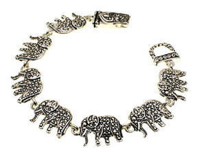 Silver Textured Elephant Magnetic Bracelet ( 30161 )