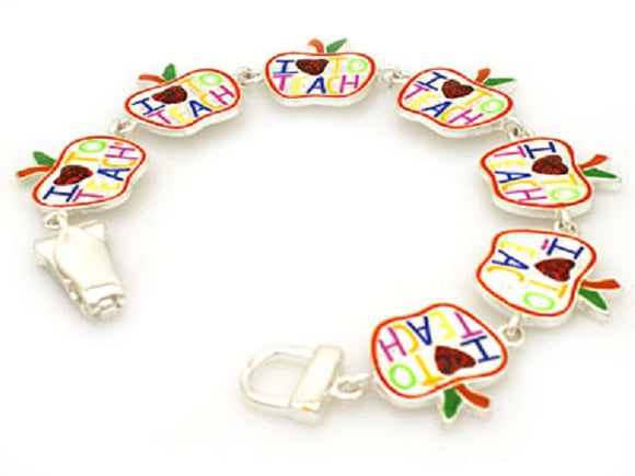 Multi Color I Love to Teach Apple Magnetic Bracelet ( 30168 )