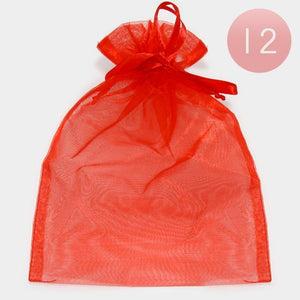 6.75" x 9.5" Extra Large Red Organza Gift Bag 12 Pieces XL RD - Ohmyjewelry.com