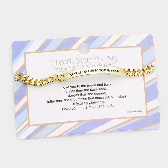 GOLD I LOVE YOU TO THE MOON & BACK BRACELET ( 4749 GD )