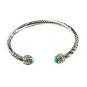 Two Tone Pave Cable Cuff with Turquoise Stones (B 635 TQ)