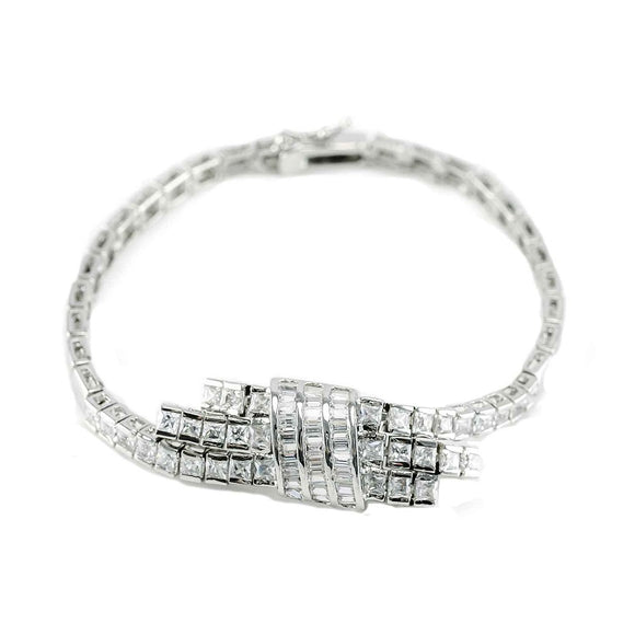 SILVER BRACELET CLEAR STONES ( B667 )