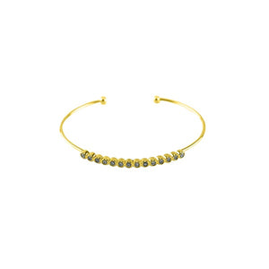 Dainty Single Line Gold Stackable Cuff with Clear Stones ( B827 )