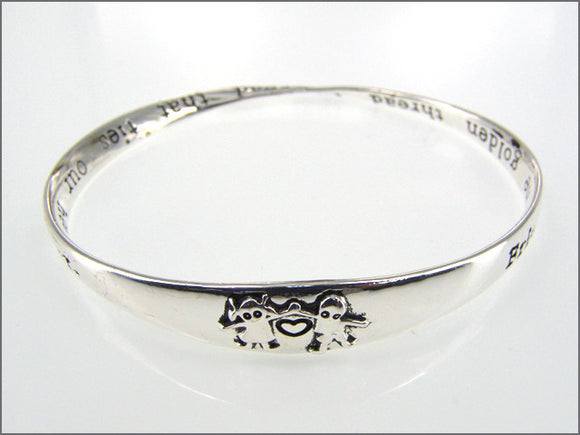 Inspirational Silver Bangle with Friendship Inscription