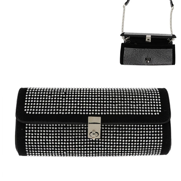 BLACK PURSE CLEAR STONES ( 12148 S )