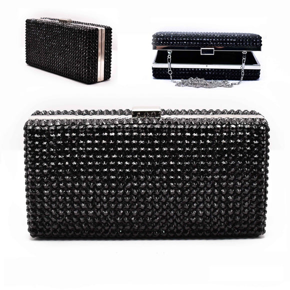 BLACK STONE EVENING BAG ( 12167 BK )