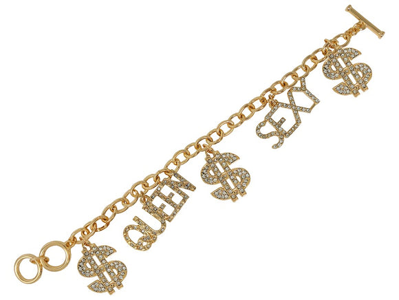 GOLD MONEY QUEEN SEXY CHARM BRACELETS ( 00942 GCR )