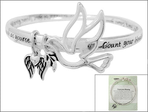 SILVER BANGLE BIRD COUNT YOUR BLESSING CHARM ( 00995 AS )