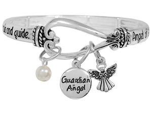 SILVER STRETCH BRACELET GUARDIAN ANGEL CHARMS