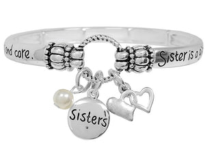 SILVER STRETCH BRACELET SISTER CHARMS