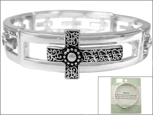 SILVER STRETCH BRACELET JOHN 3:16 CROSS ( 01610 AS )